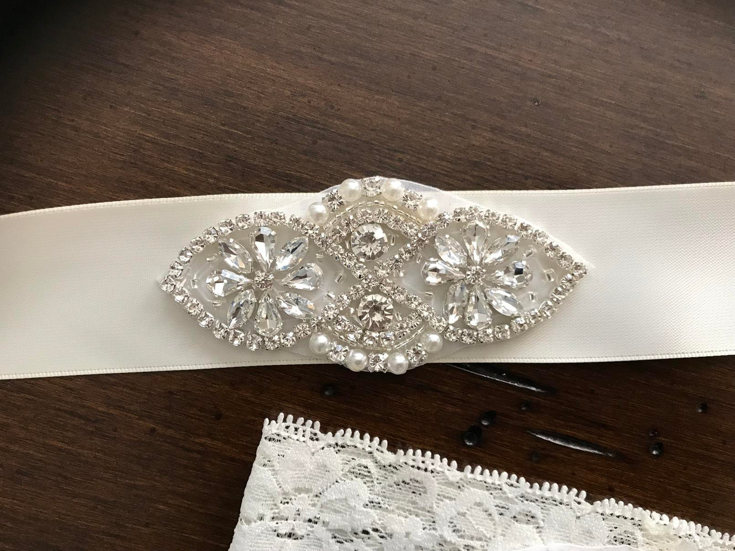 Baby Rhinestones Headband & Sash, Christening Rhinestones Headband
