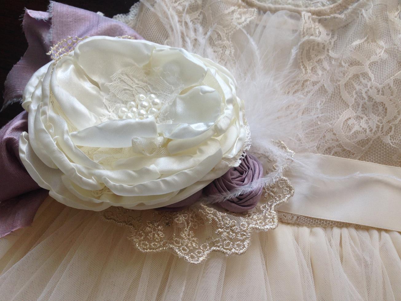 Baby Girl Summer Baptism Dress with Headband and Sash