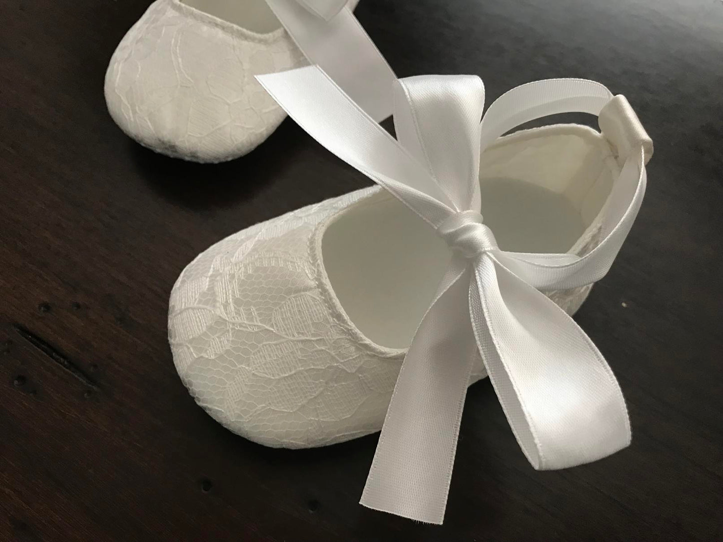 Baby Girl Ivory Baptism Shoes, Baby White Lace Baptism shoes