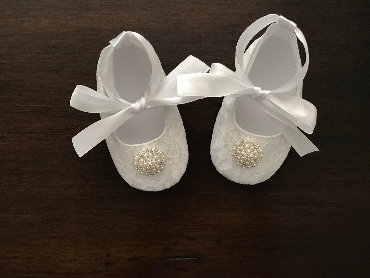 Baby Girl Christening Shoes, Pearls & Rhinestones