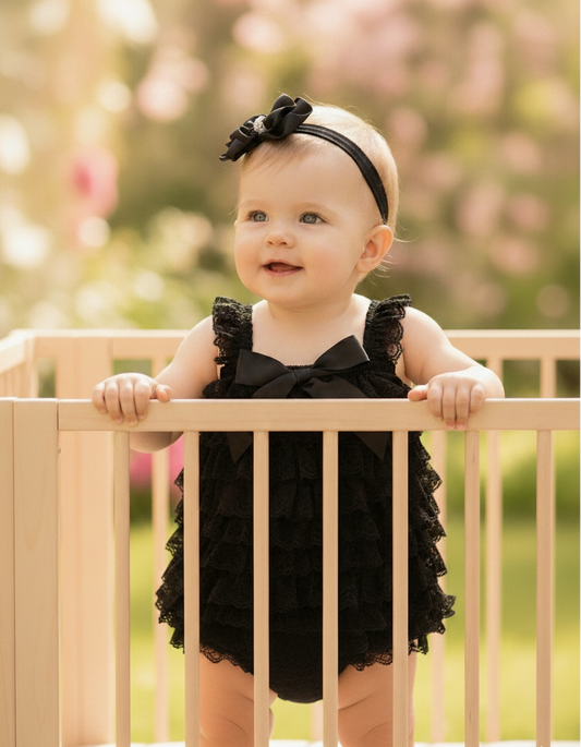 Baby Lace Smash Cake Romper and Bow Headband