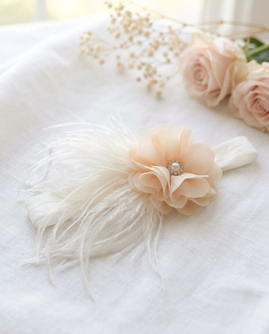 Ivory Petite Floral Headband with Rhinestone