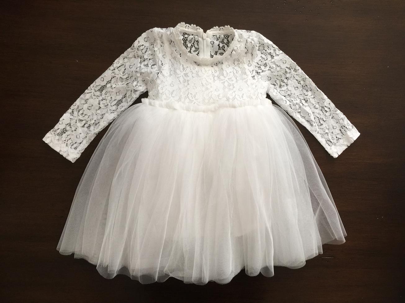 French White Ballerina Baptism Dress