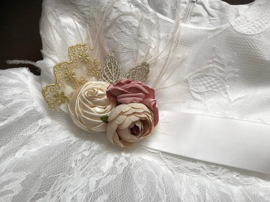 French White Christening Lace Dress