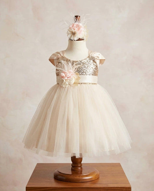 Gold Sequin Flower Girl Dress