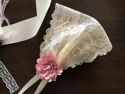 Baby Girl Champagne Lace Wide Baptism Headband