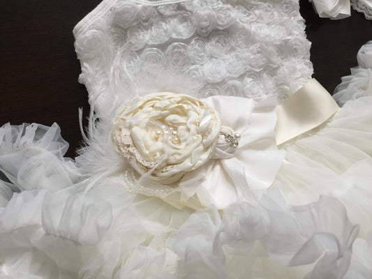 Ivory Baptism Tutu Dress, Ivory Flower Girl Dres