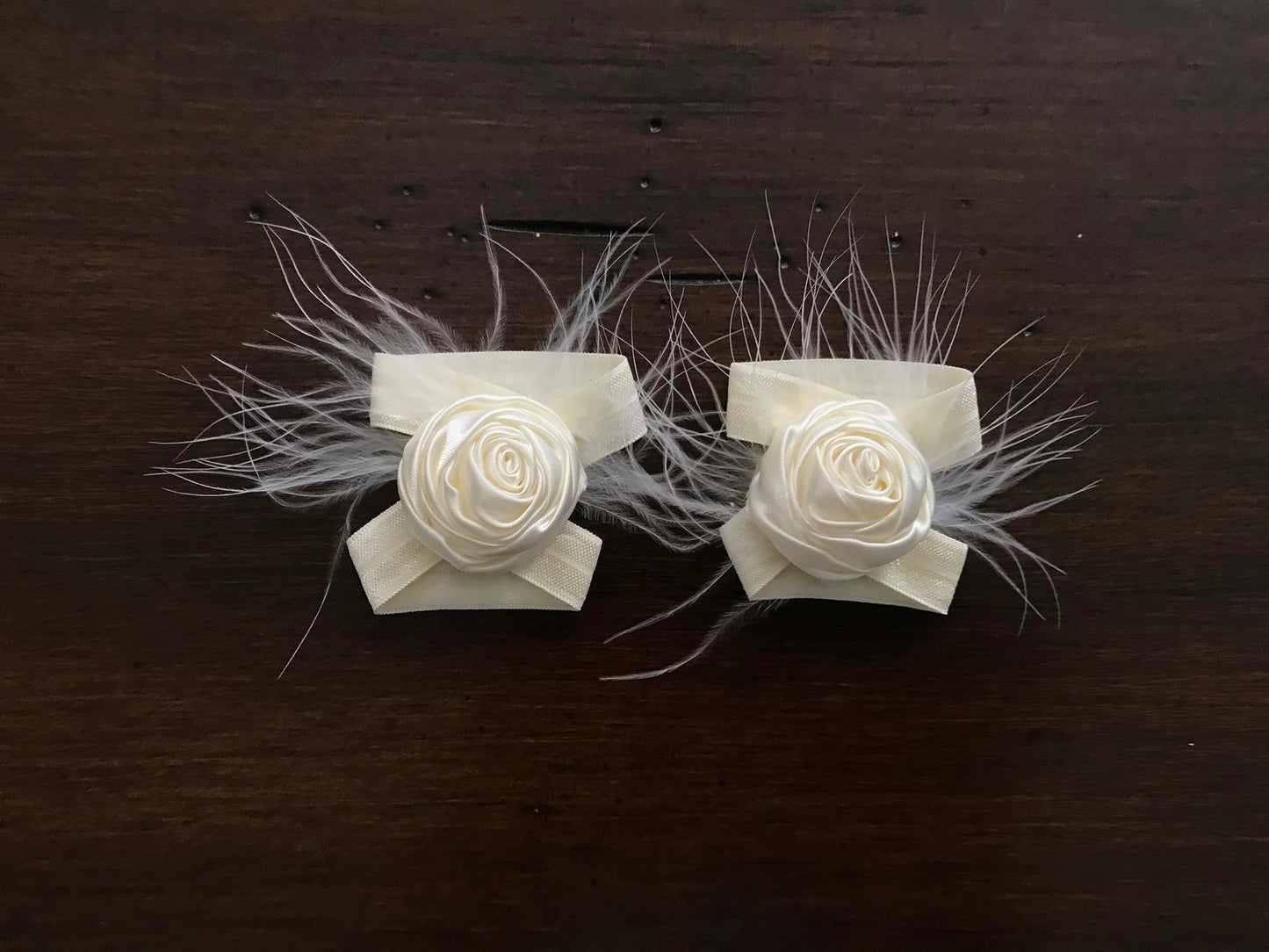 Vintage Rose & Ivory Christening Headband, Sash, and Barefoot Sandals
