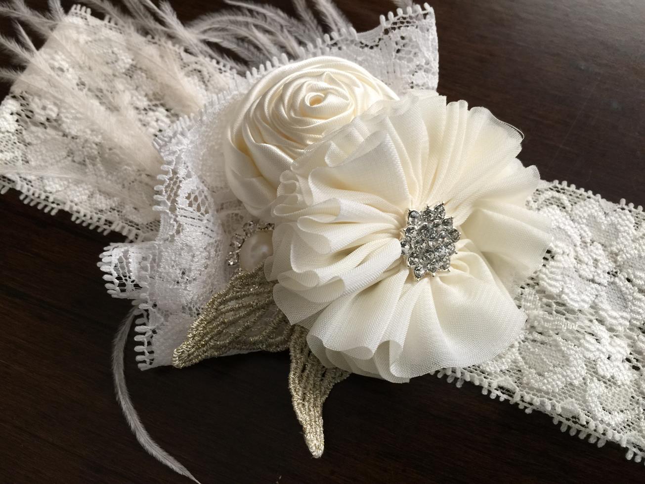 Baptism Dress with Ivory Headband and Sash