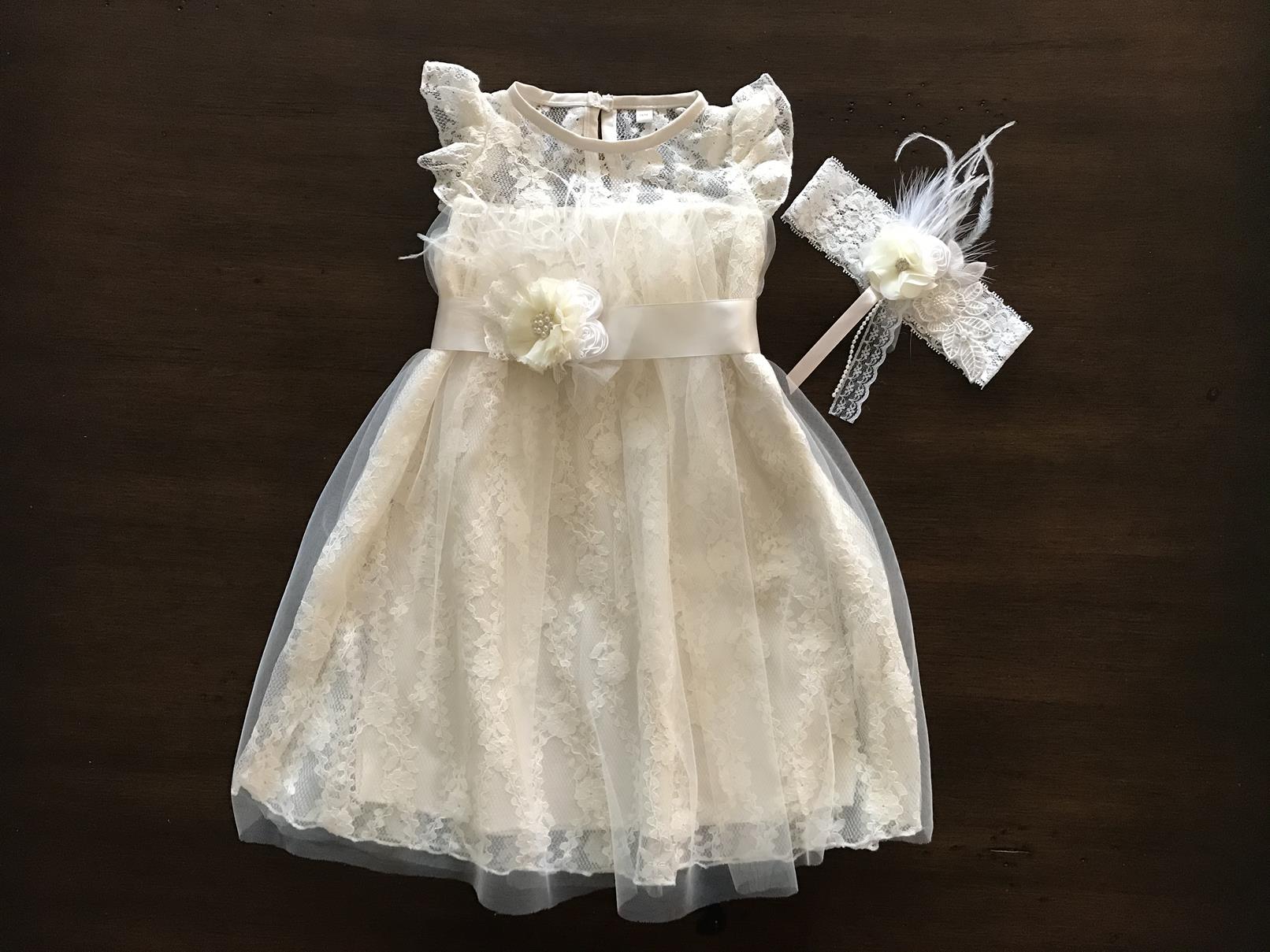 ivory christening dress Amazon.com: Girls White Lace Christening Baptism Dress with Bonnet, Puff Sleeves and Bow Detail (3M,01White): Clothing, Shoes & Jewelry