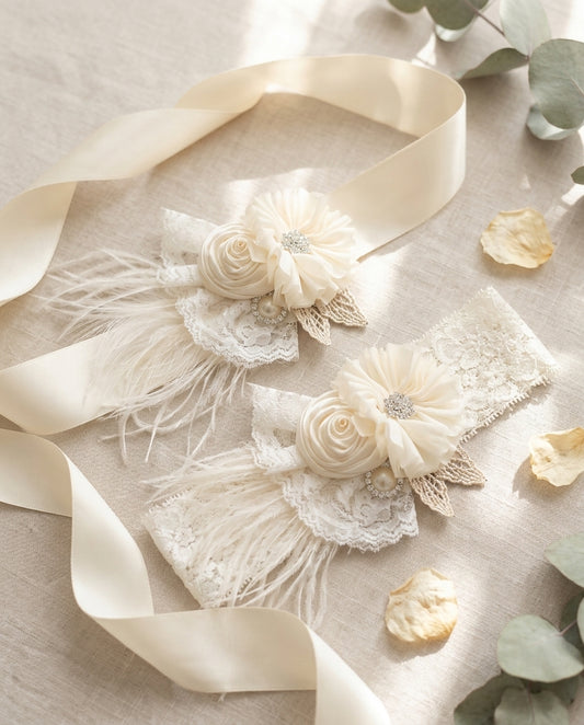 Ivory Baby Baptism Headband & Sash