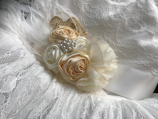 Long Sleeve White Lace Baptism Dress, Princess Lace Christening Dress