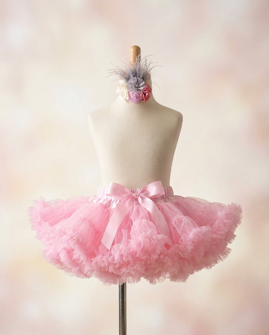 Pink Super Fluffy Skirt & Flower Headband