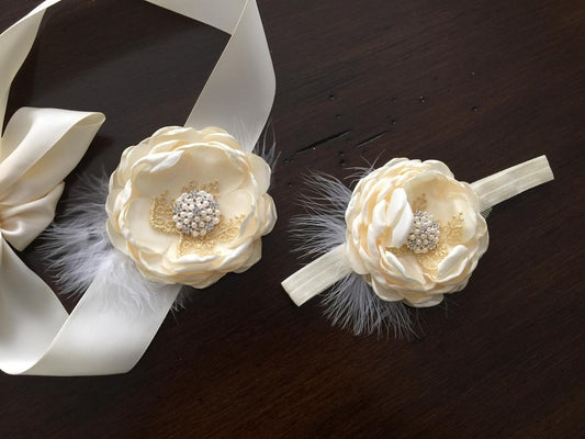 Baby Girl Dress, Champagne Christening Dress