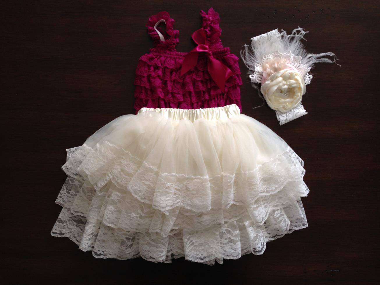 knee length dresses for ladies 532-C All Lace Baby Dress with V Back & Bow and Thick Pearl Trim – Kid's  Dream Wholesale main image 0
