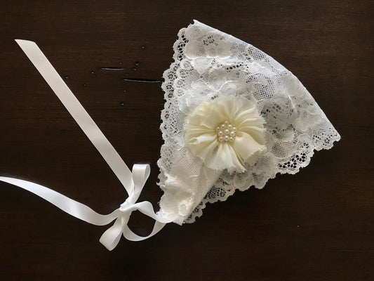 White Baptism Bonnet and Baptism Sash