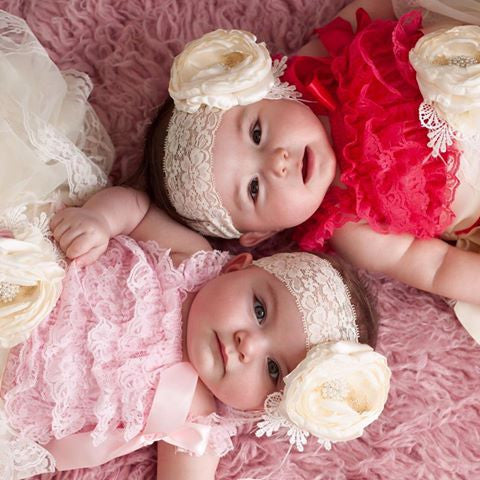 Lace Romper and Fluffy Lace Skirt with Headband & Sash