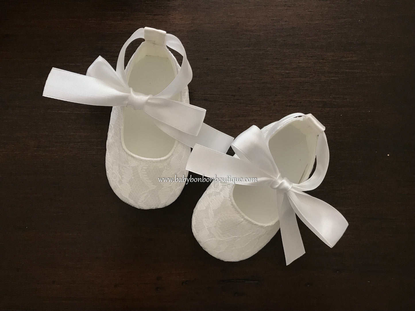 Baby Girl White Baptism Shoes, French White Baby Girl Lace Shoes