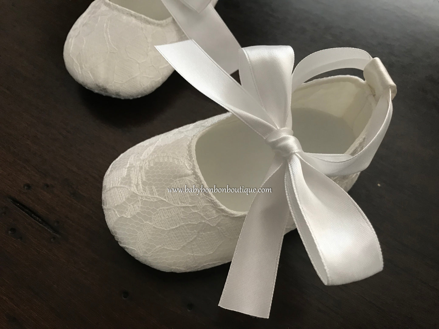 Baby Girl White Baptism Shoes, French White Baby Girl Lace Shoes