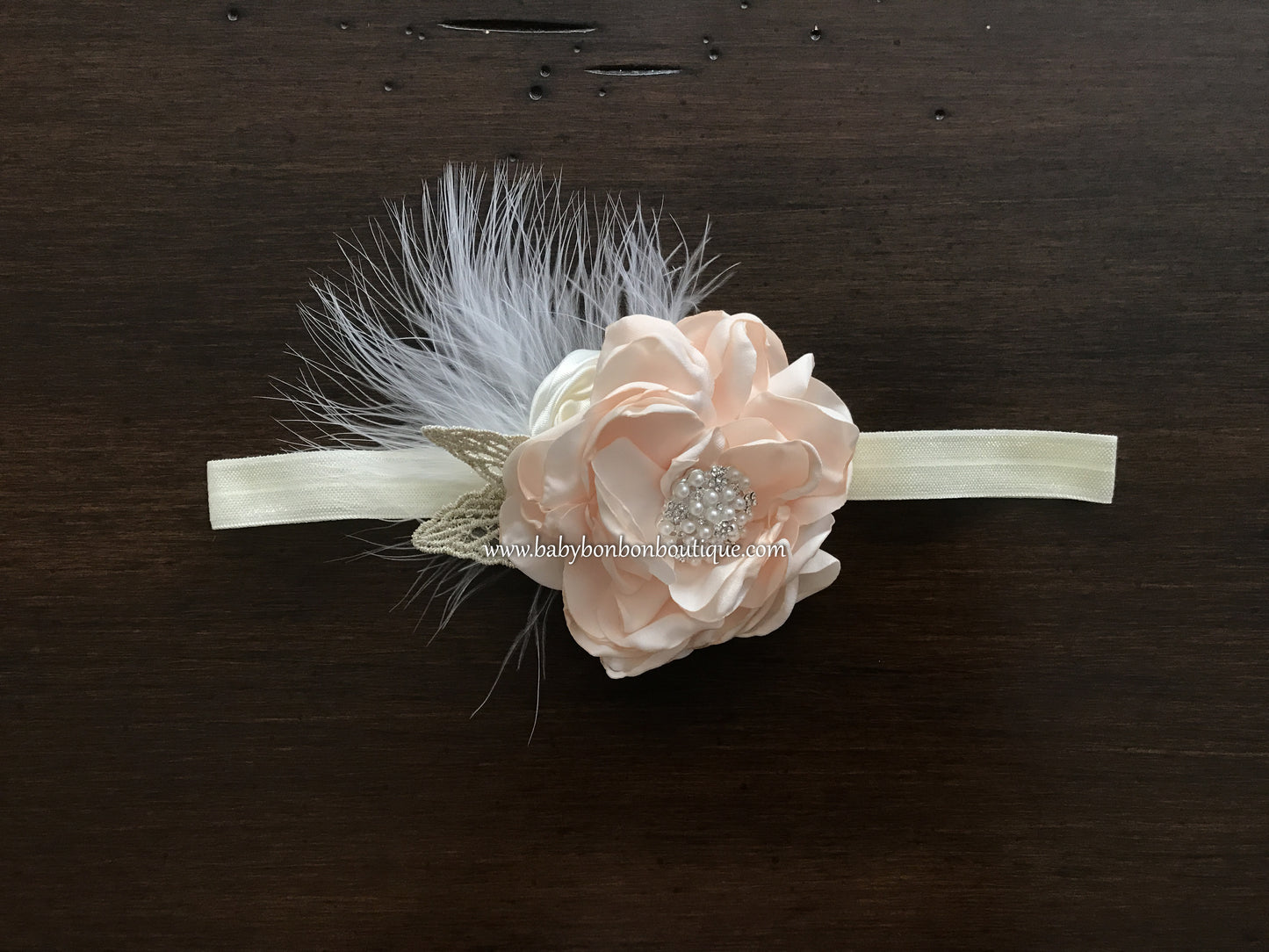Blush & Ivory Baptism Headband, Sash, and Sandals