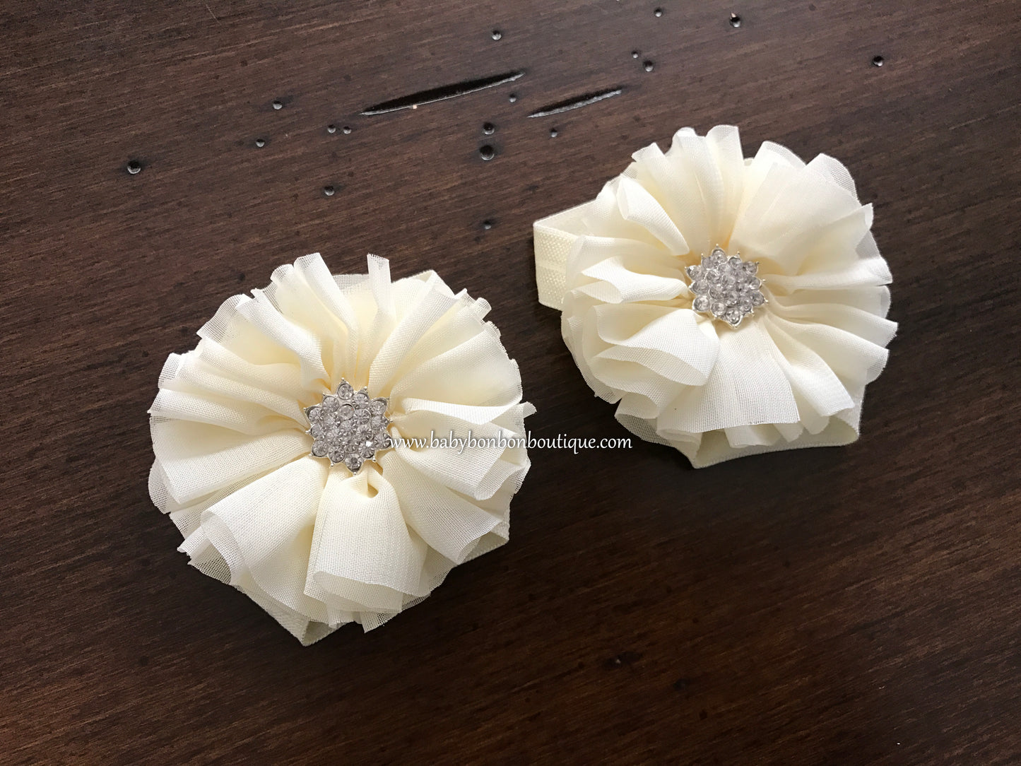 Vintage Gold and Ivory Flower Girl Headband & Sash