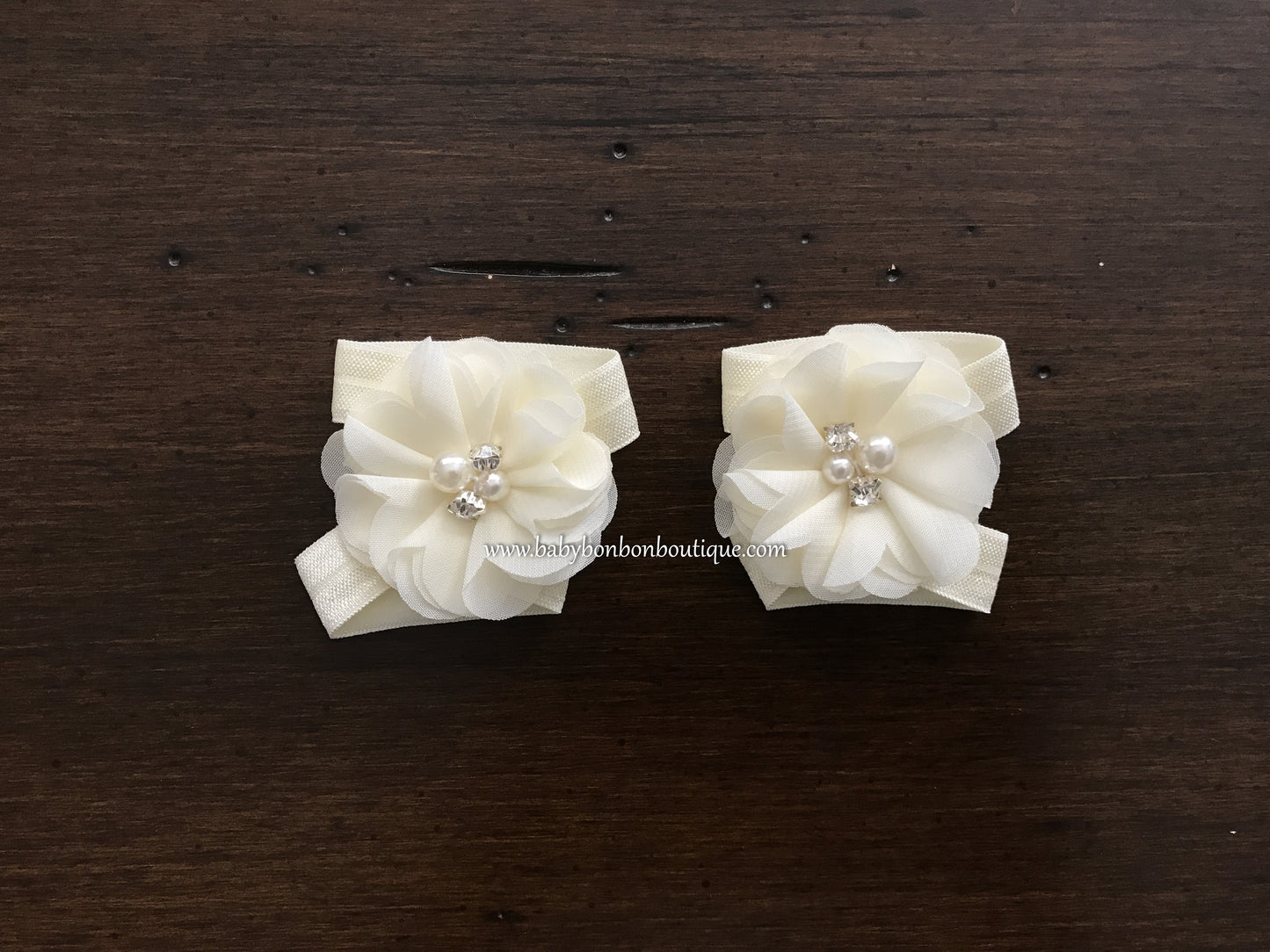 Blush & Ivory Baptism Headband, Sash, and Sandals