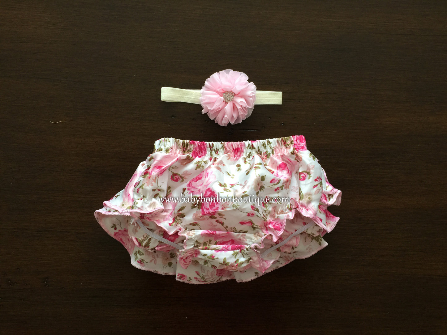 Pink Bloomers, Baby Diaper Covers & Headband Set