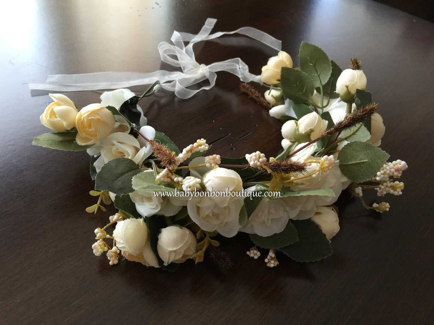 Flower Girl Flower Head Wreath, Ivory Head Crown, Toddler Flower Crown