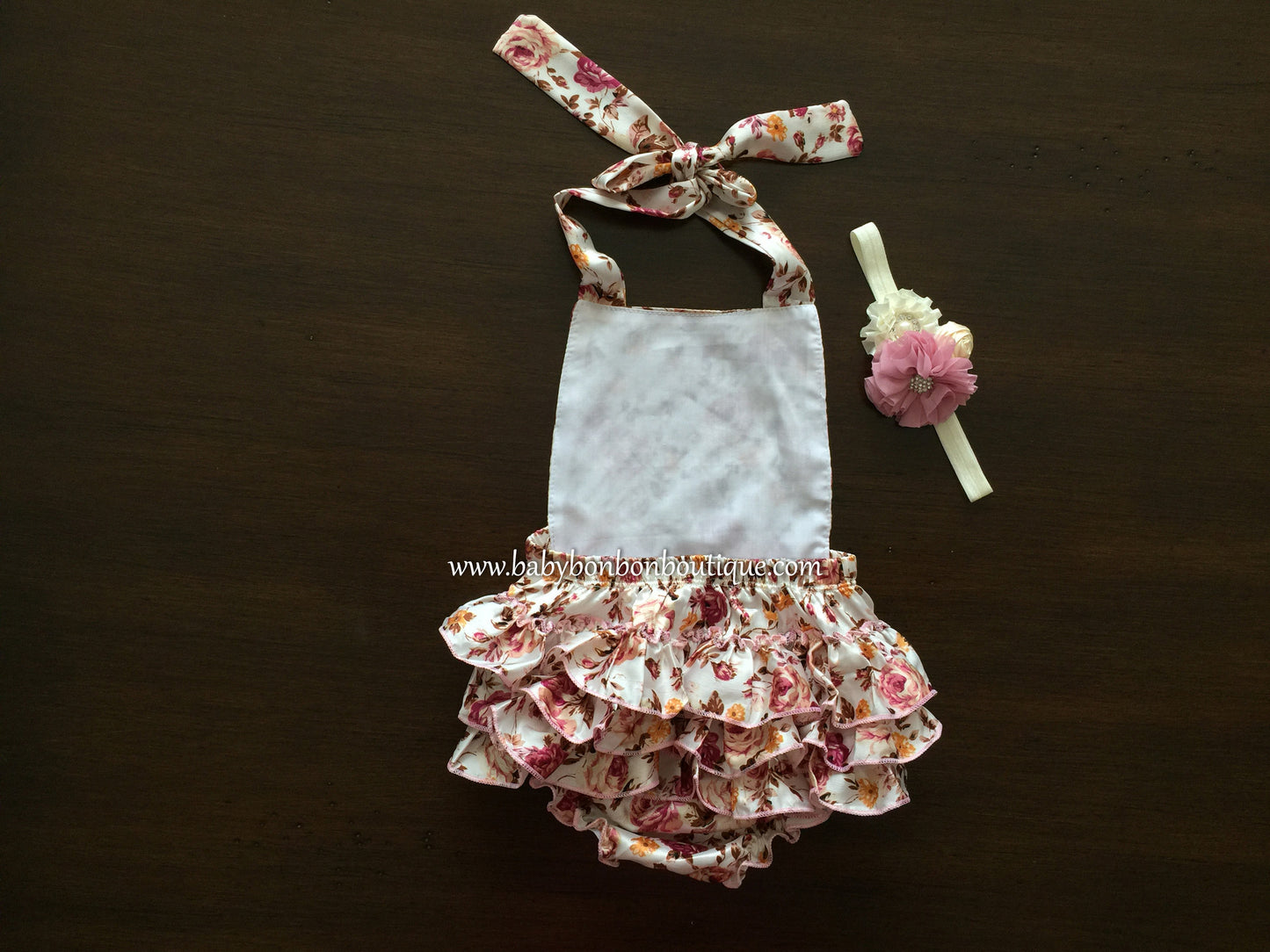 Dusty Pink Floral Ruffled Romper