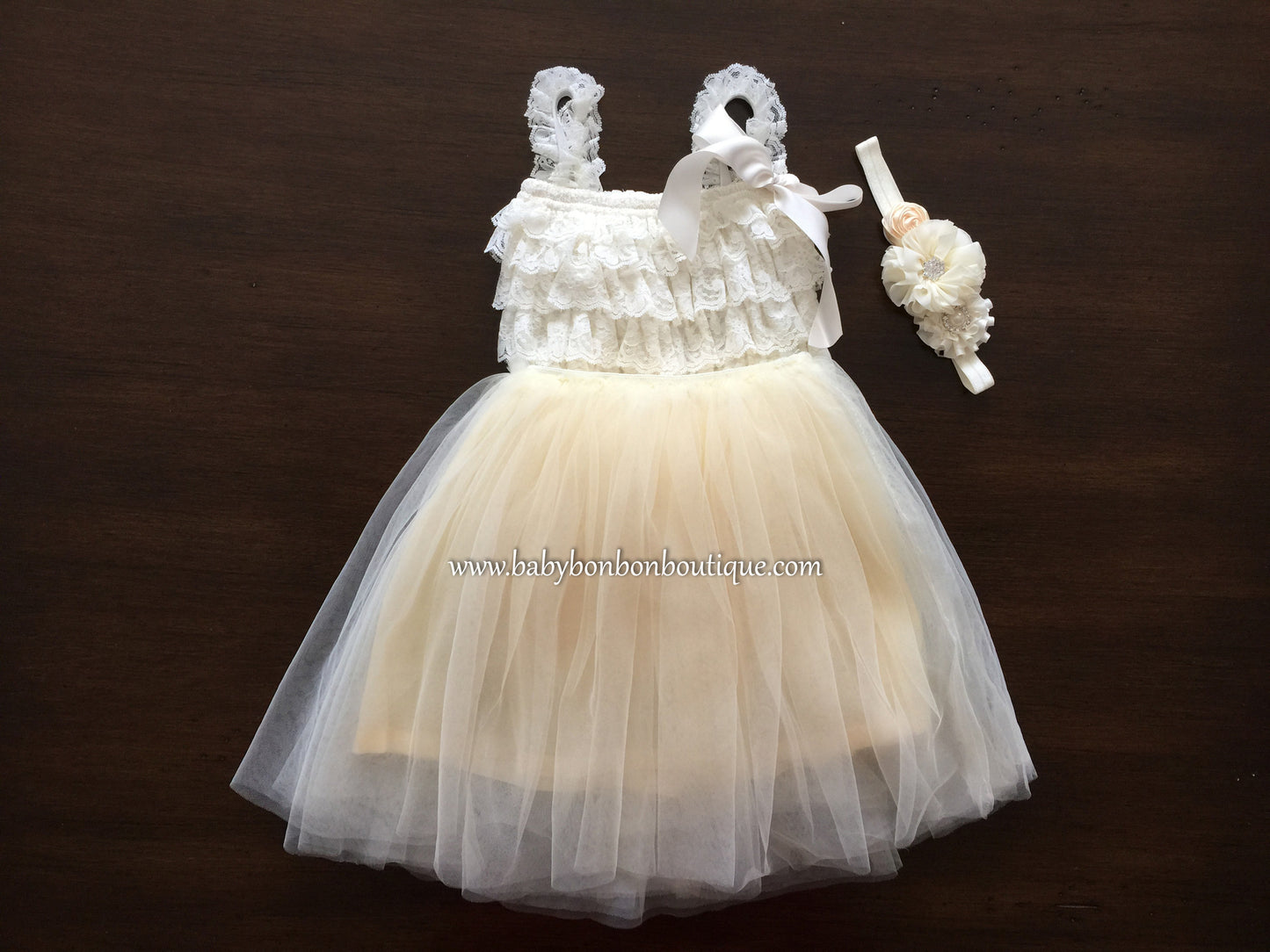 Creme Brulee Baby Ballerina Skirt and Lace Romper