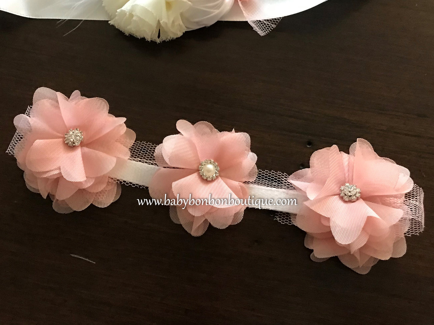 Vintage Ivory Baptism Headband with Rhinestones
