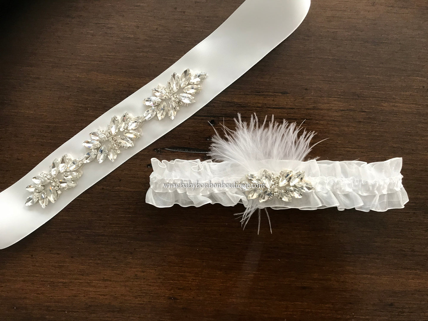Baby Rhinestones Christening Headband and Sash