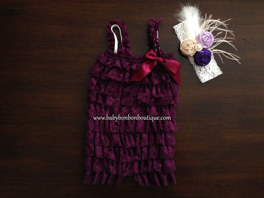 Vintage Baby Lace Romper with Headband