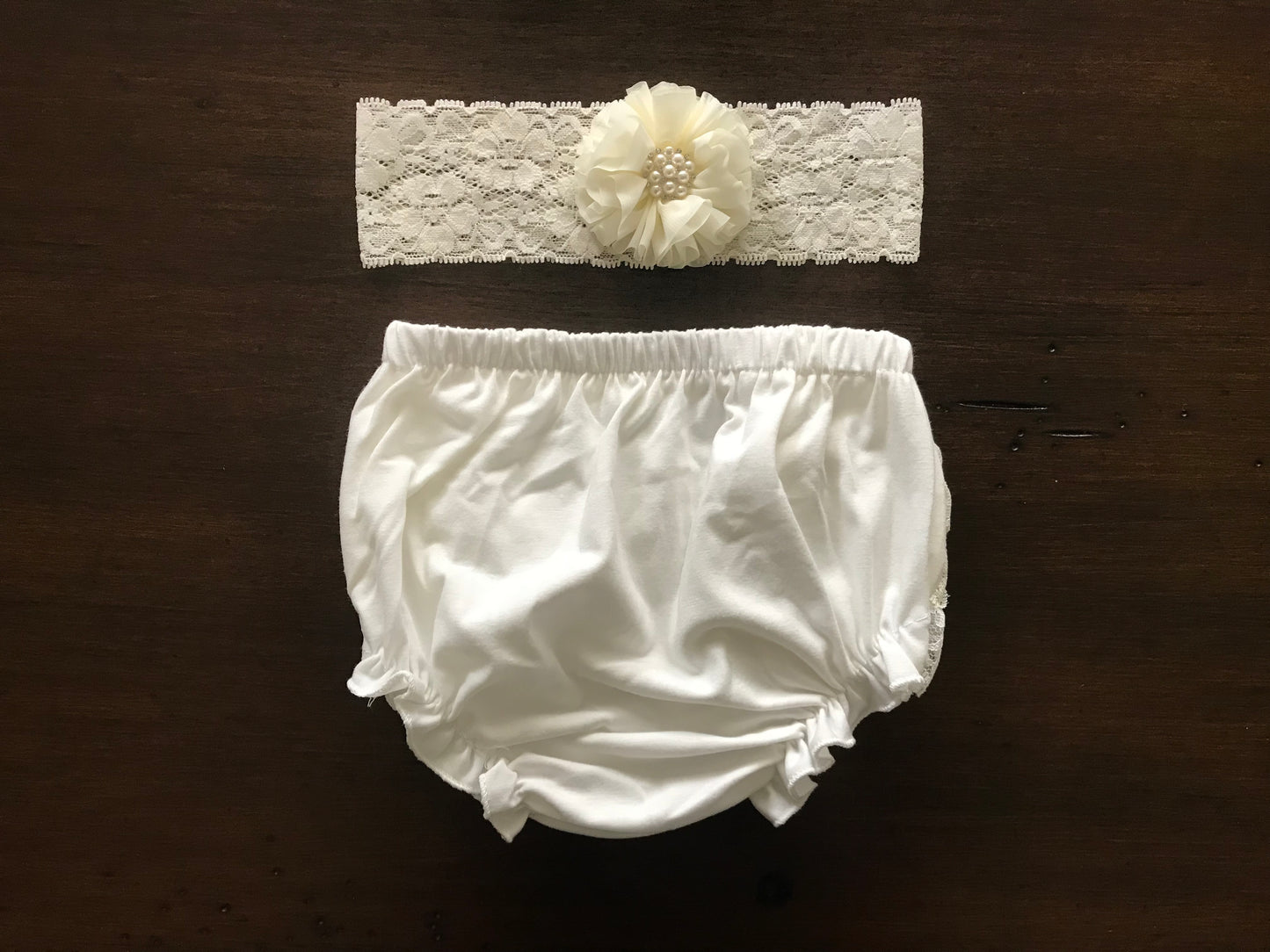 Ivory Lace Bloomers and Headband Set