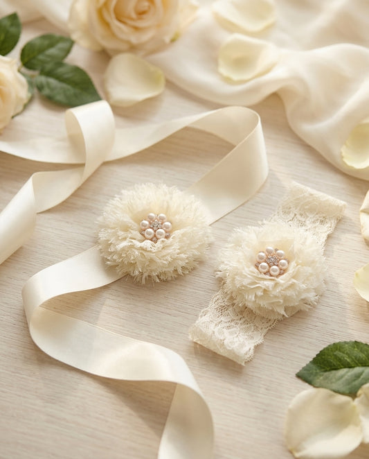 Baby Girl Christening Flower Headband and Sash