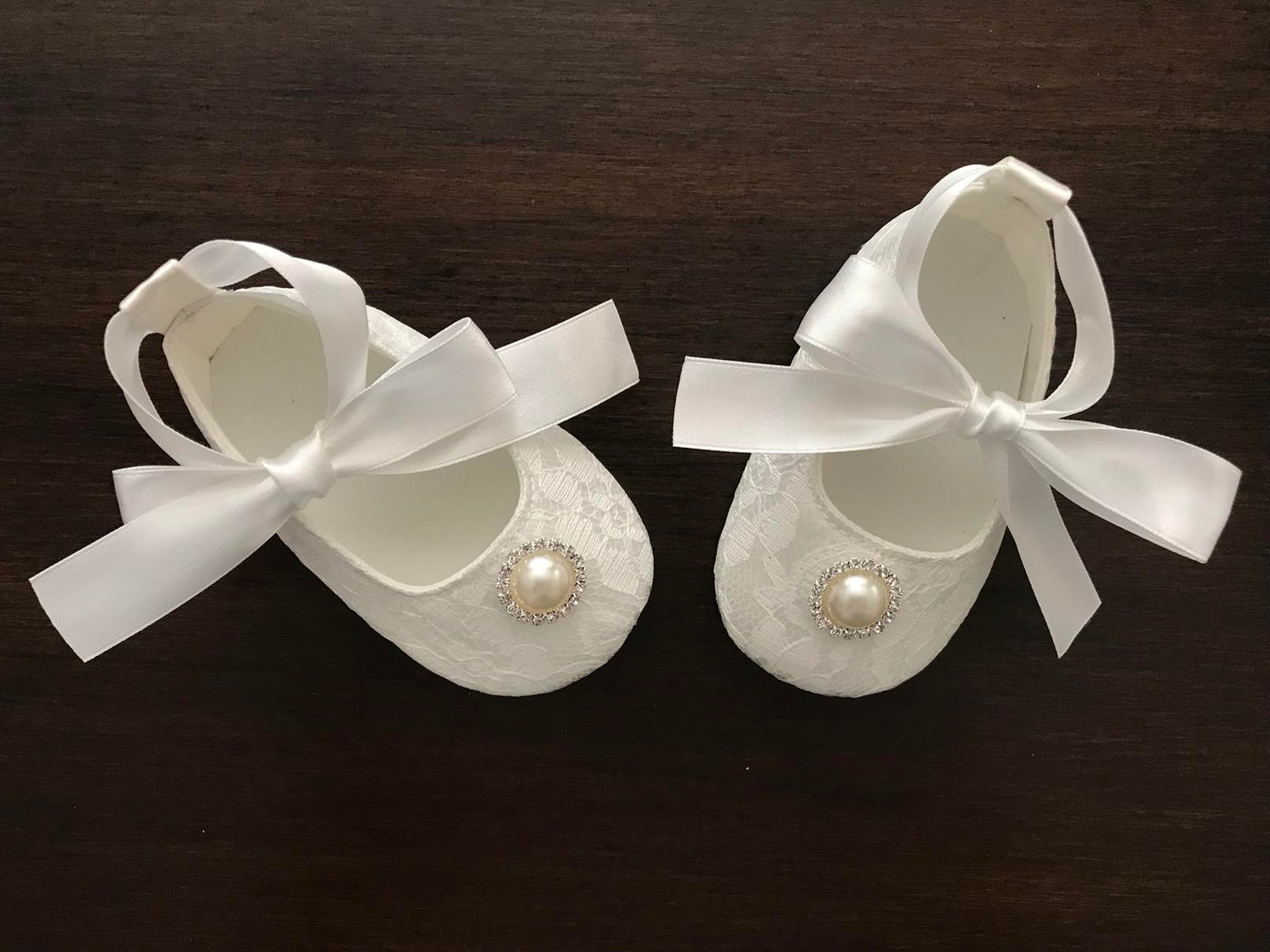 Baby Girl Christening Shoes with Pearl