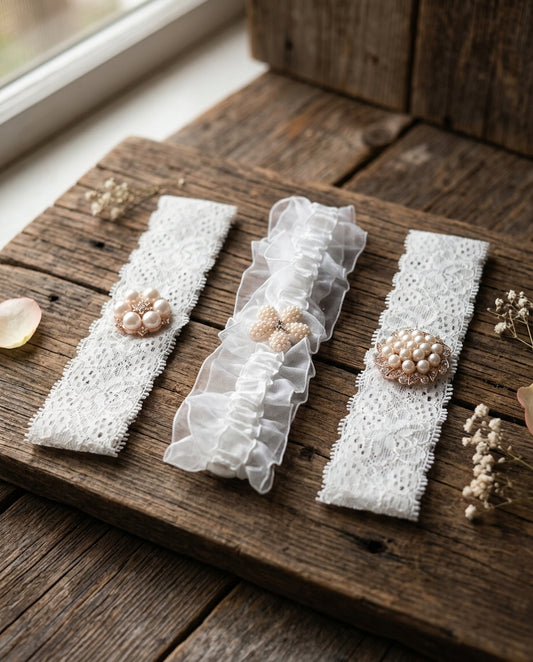 Baby Girl Rhinestone Headband on White Lace