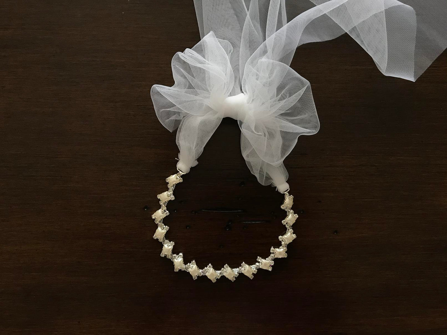 Baby Rhinestone & Pearl Headband, Angel Bow Rhinestone Headband