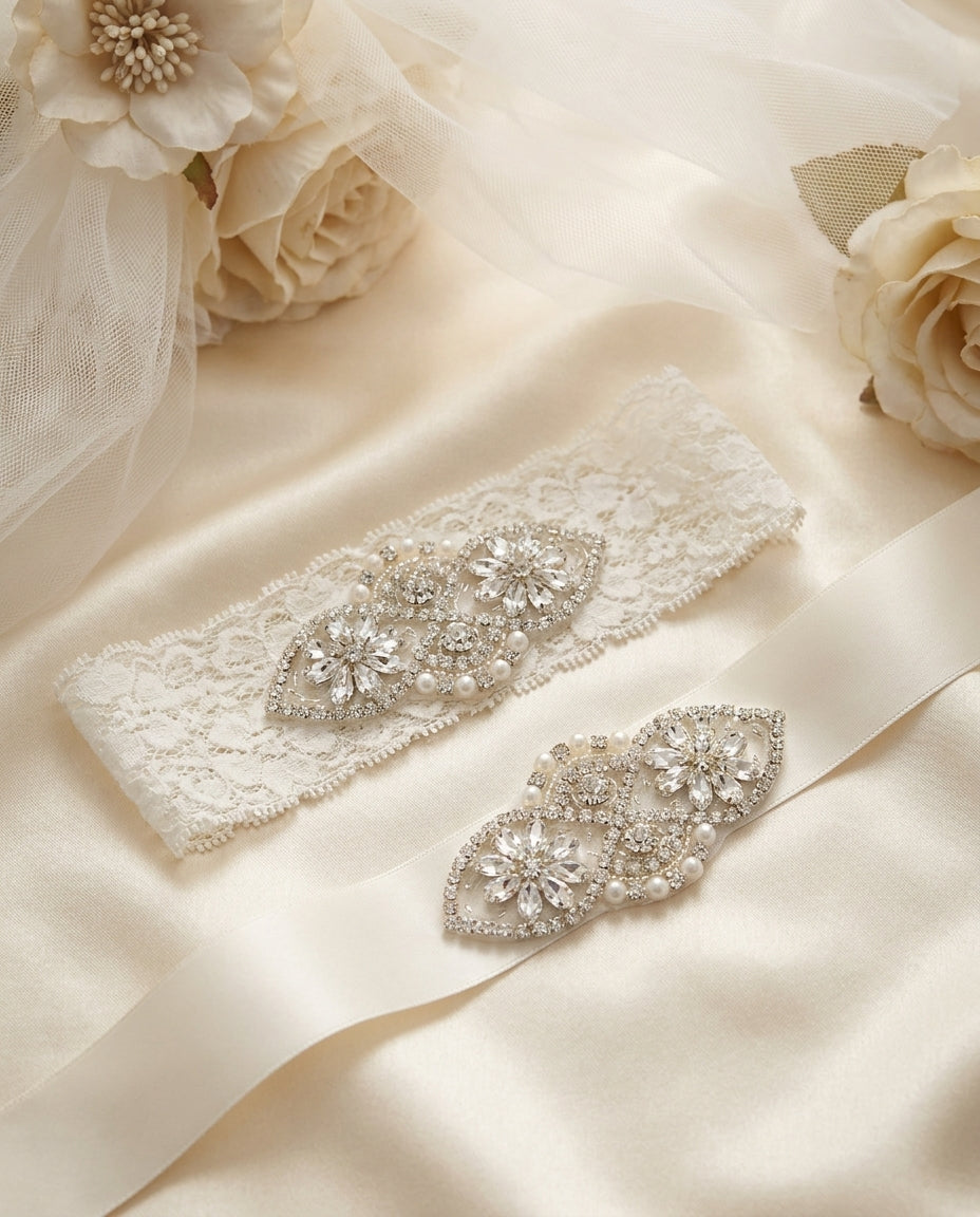 Baby Rhinestones Headband & Sash, Christening Rhinestones Headband