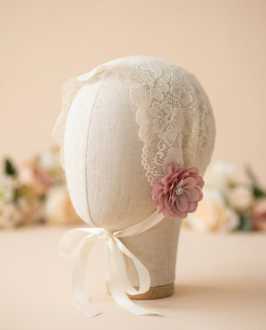Baby Girl Champagne Lace Wide Baptism Headband