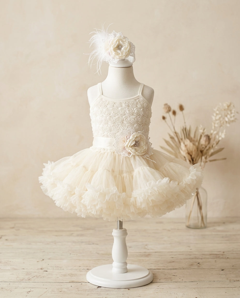 Baby Girl Ivory Fluffy Tutu Dress