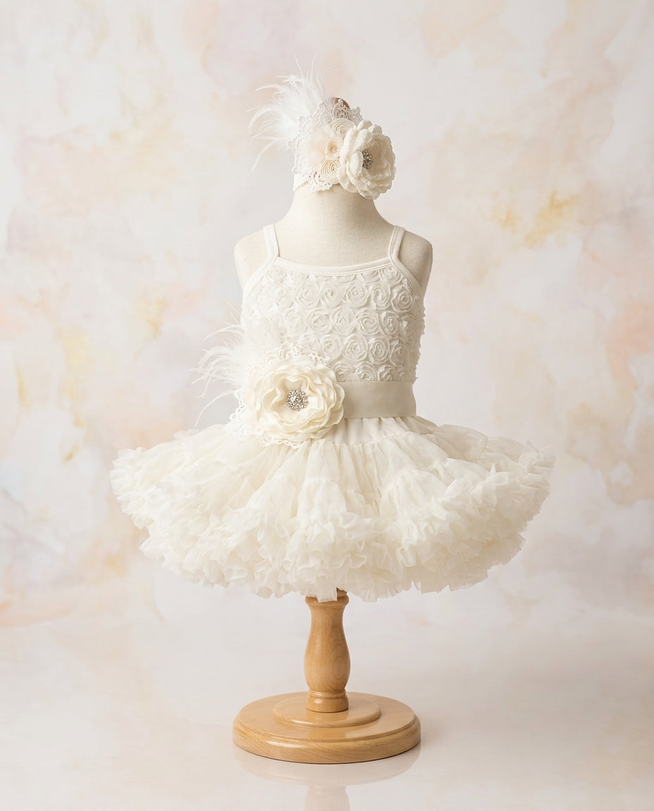 Baby Girl Ivory Fluffy Tutu Dress