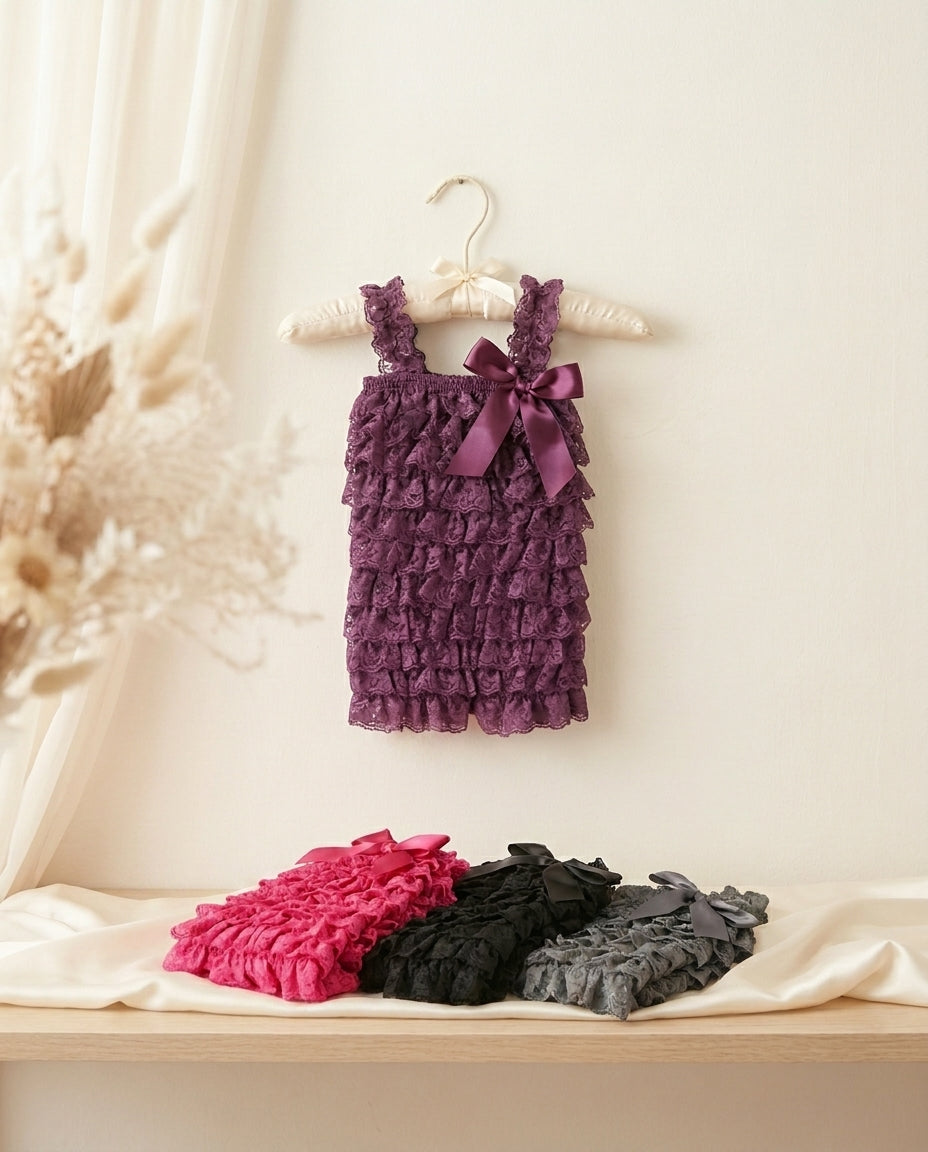 Baby Girl Black Lace Romper, Lace Rompers