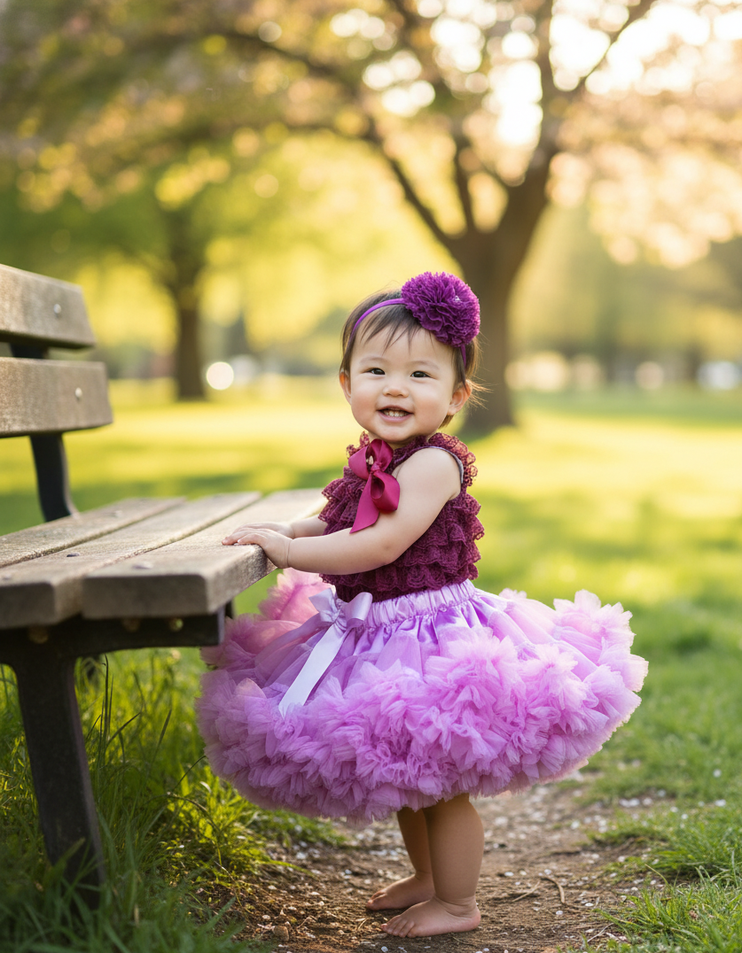 Purple Petti Set, Lavender Fluffy Skirt & Purple Lace Romper
