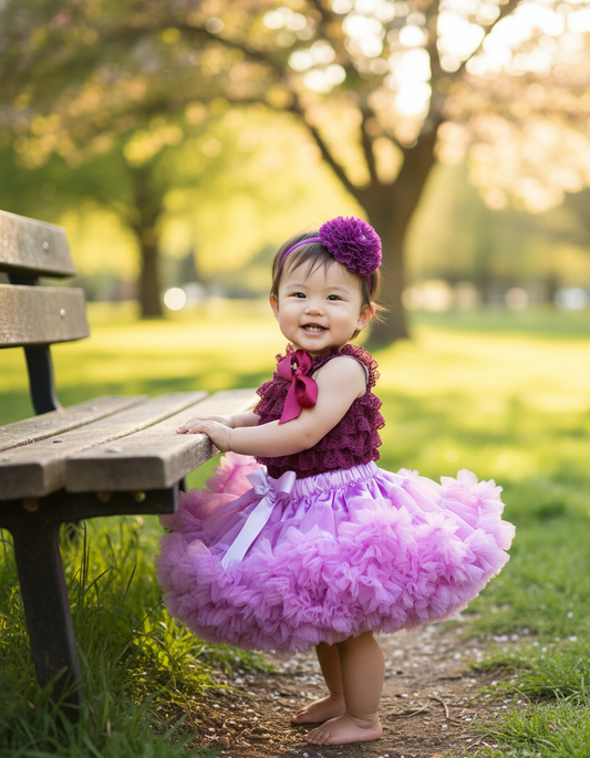 Purple Petti Set, Lavender Fluffy Skirt & Purple Lace Romper