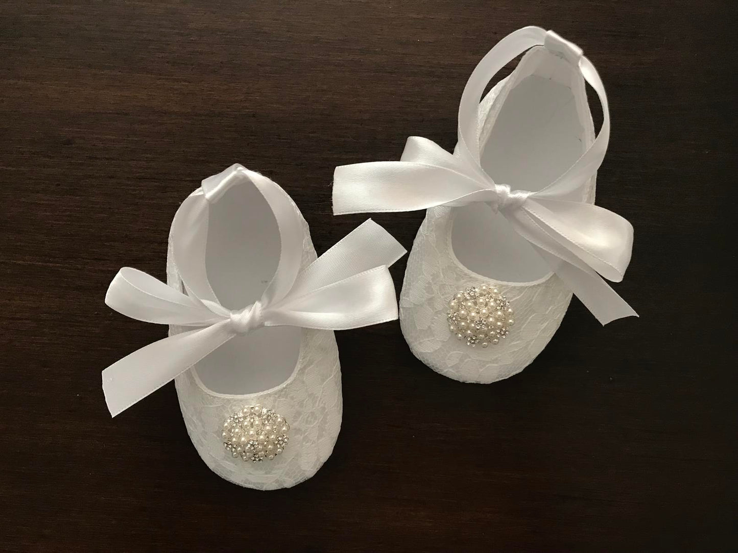 Baby Girl Christening Shoes, Pearls & Rhinestones