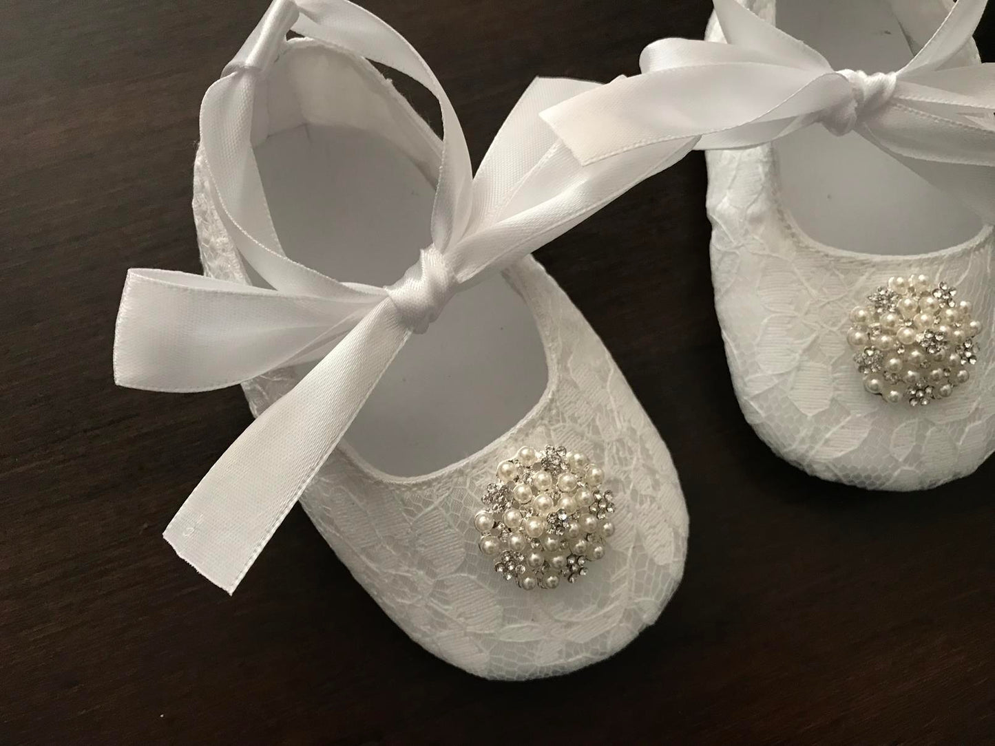 Baby Girl Christening Shoes, Pearls & Rhinestones