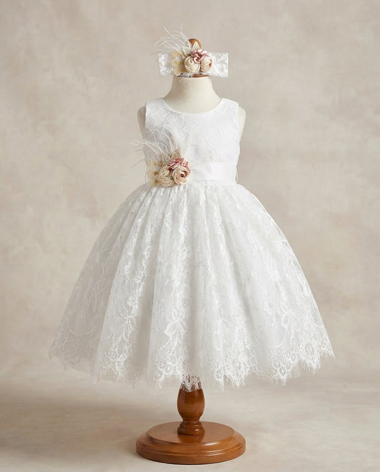 French White Christening Lace Dress