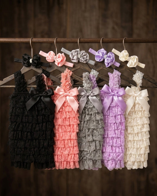 Baby Lace Smash Cake Romper and Bow Headband