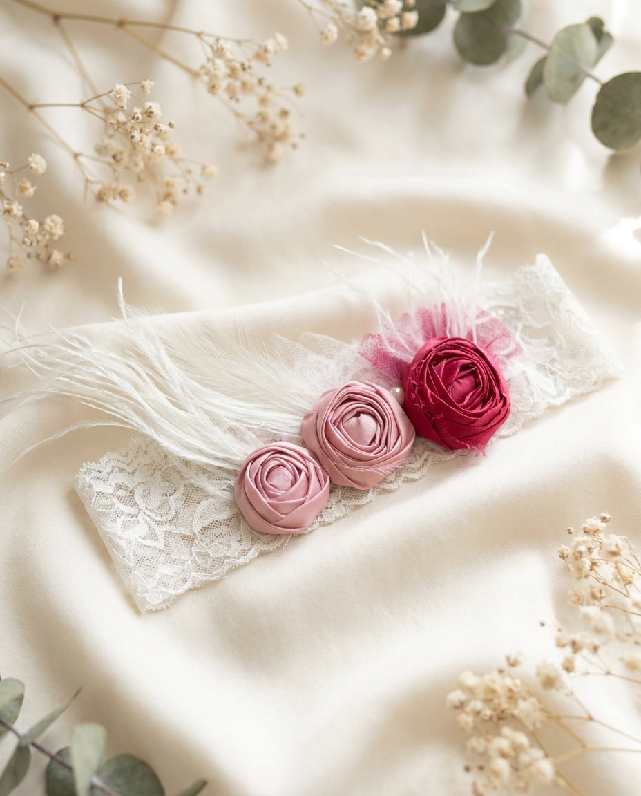 Baby Pink Vintage Rose Headband